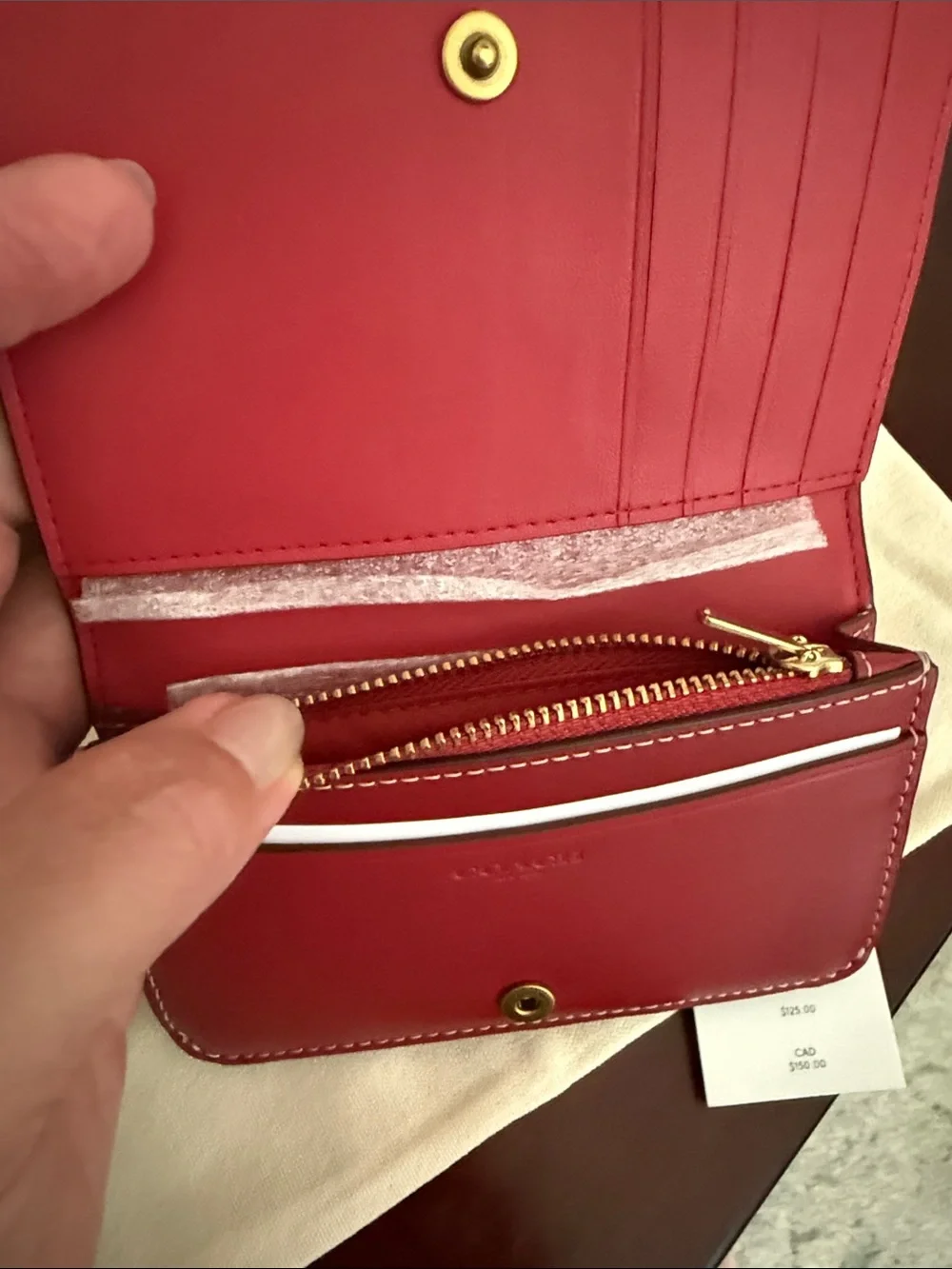 Coach Brown Signature Canvas Wallet with Red Heart Accents - Picture 2 of 4